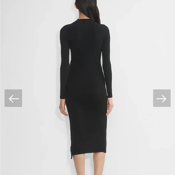 Wilfred Classic Black Knit Long Sleeve Dress Mock Neck High Thigh Slit Sz M - Picture 4 of 15